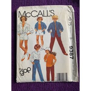 McCalls sewing pattern 9387 the Gap girls top pants shorts size 7